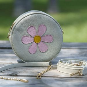 Cartera Giordana blanco humo + flor
