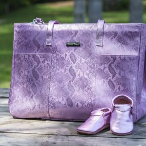 Bolso Donatella rosa + moccs rosa metálico